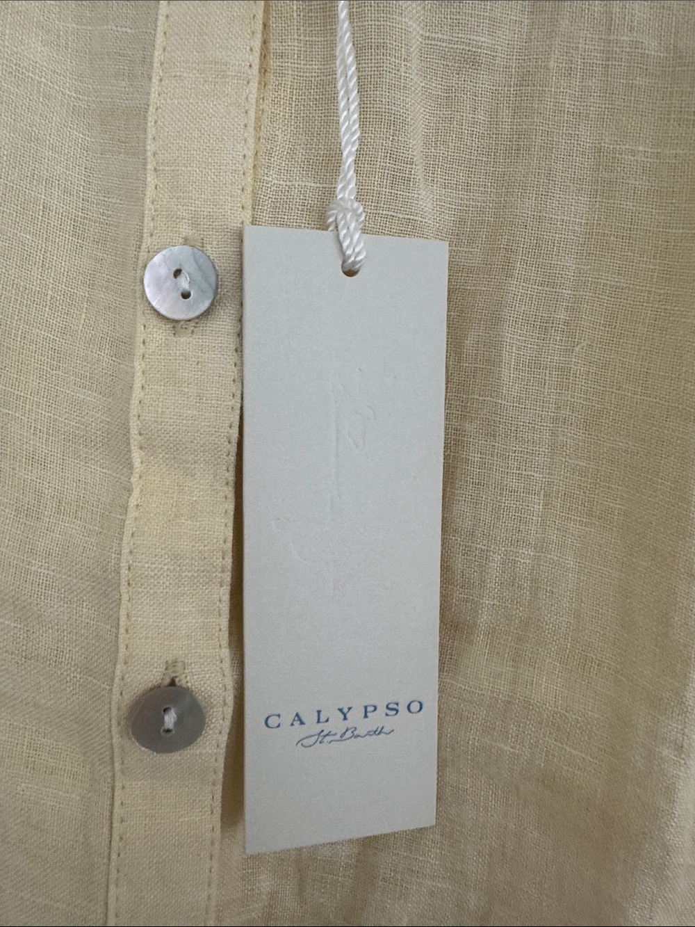 NWT - Calypso St.Barth Pale‎ Yellow Linen Button-Down Shirt - Picture 3 of 9